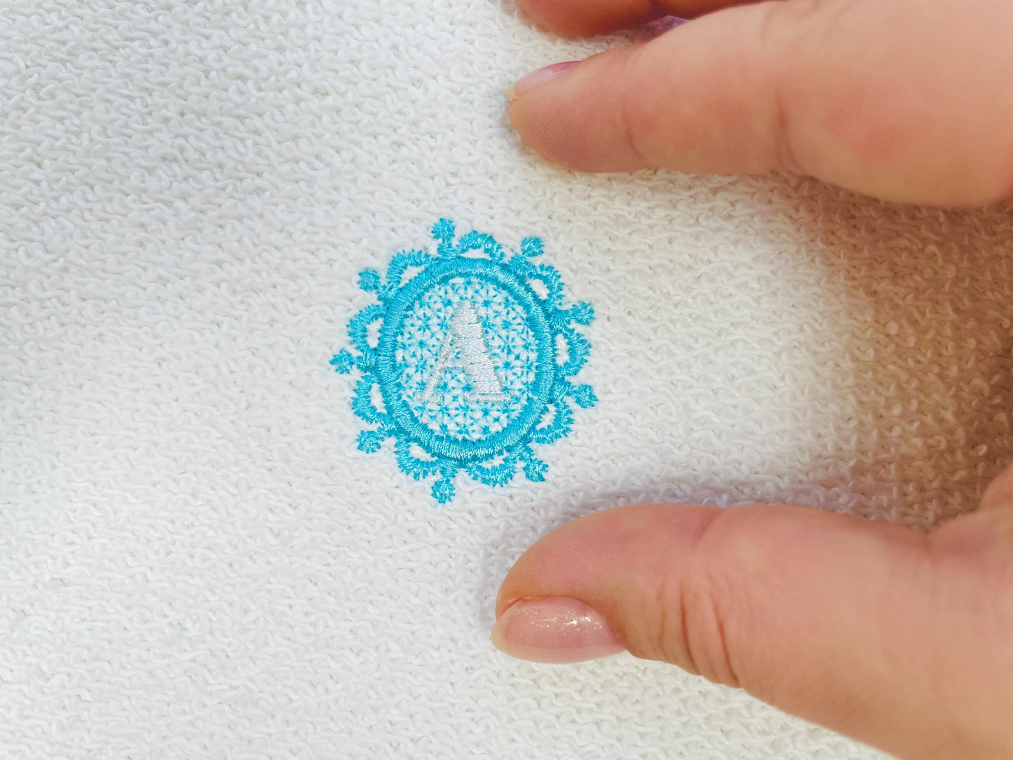 MIni 1.5 inch Embossed terry towel lace monogram SET letters A-Z oval lacy circle machine embroidery designs wedding girl birthday gift idea