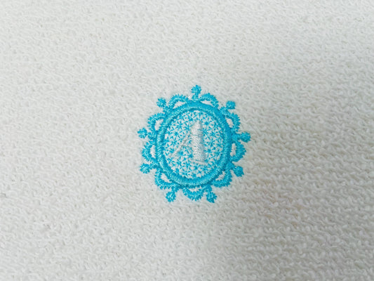 MIni 1.5 inch Embossed terry towel lace monogram SET letters A-Z oval lacy circle machine embroidery designs wedding girl birthday gift idea