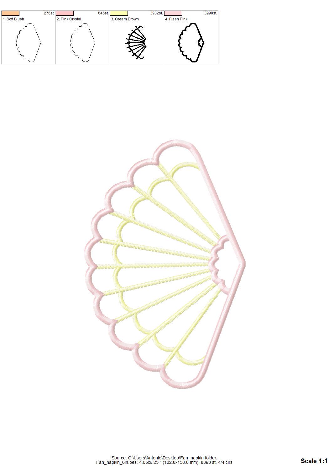 Fan Napkin Coaster Doily Fan shape in assorted sizes simply ITH in the hoop easily machine embroidery designs feminine girls party accessory