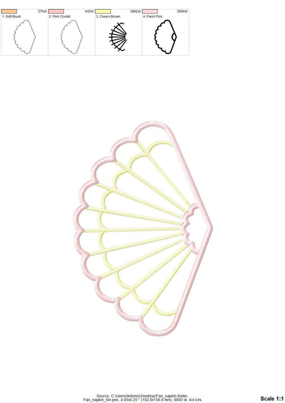 Fan Napkin Coaster Doily Fan shape in assorted sizes simply ITH in the hoop easily machine embroidery designs feminine girls party accessory