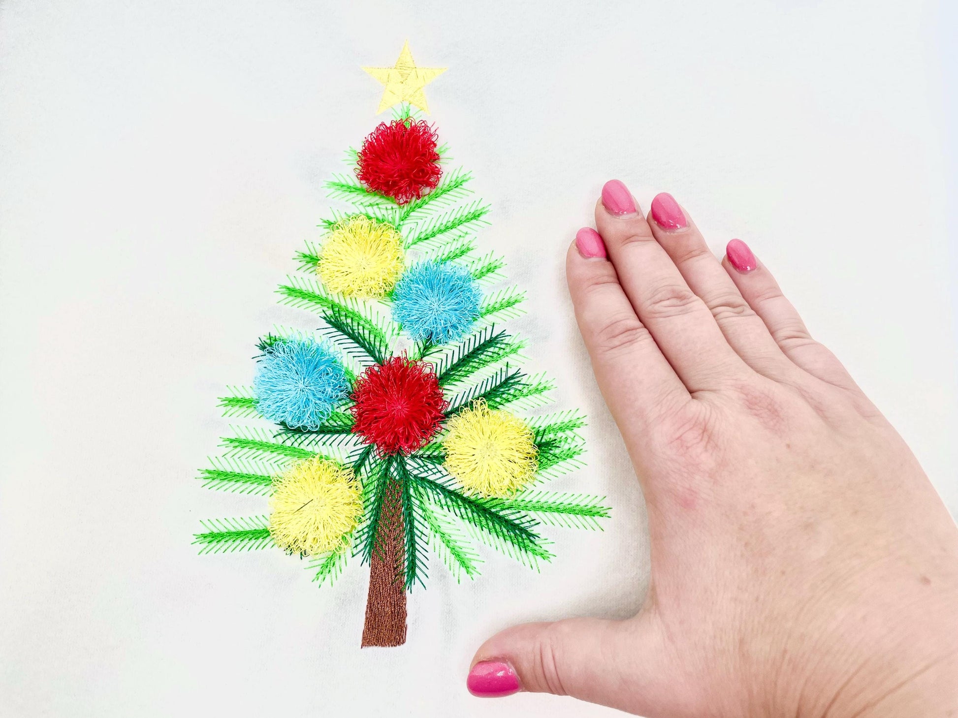 Fringed Fluffy Christmas Tree With Pompom Garland Machine Embroidery Designs Kids Fringe Fur Chenille Spruce Pine Tree Sizes 5 up to 9 Inch - Etsy