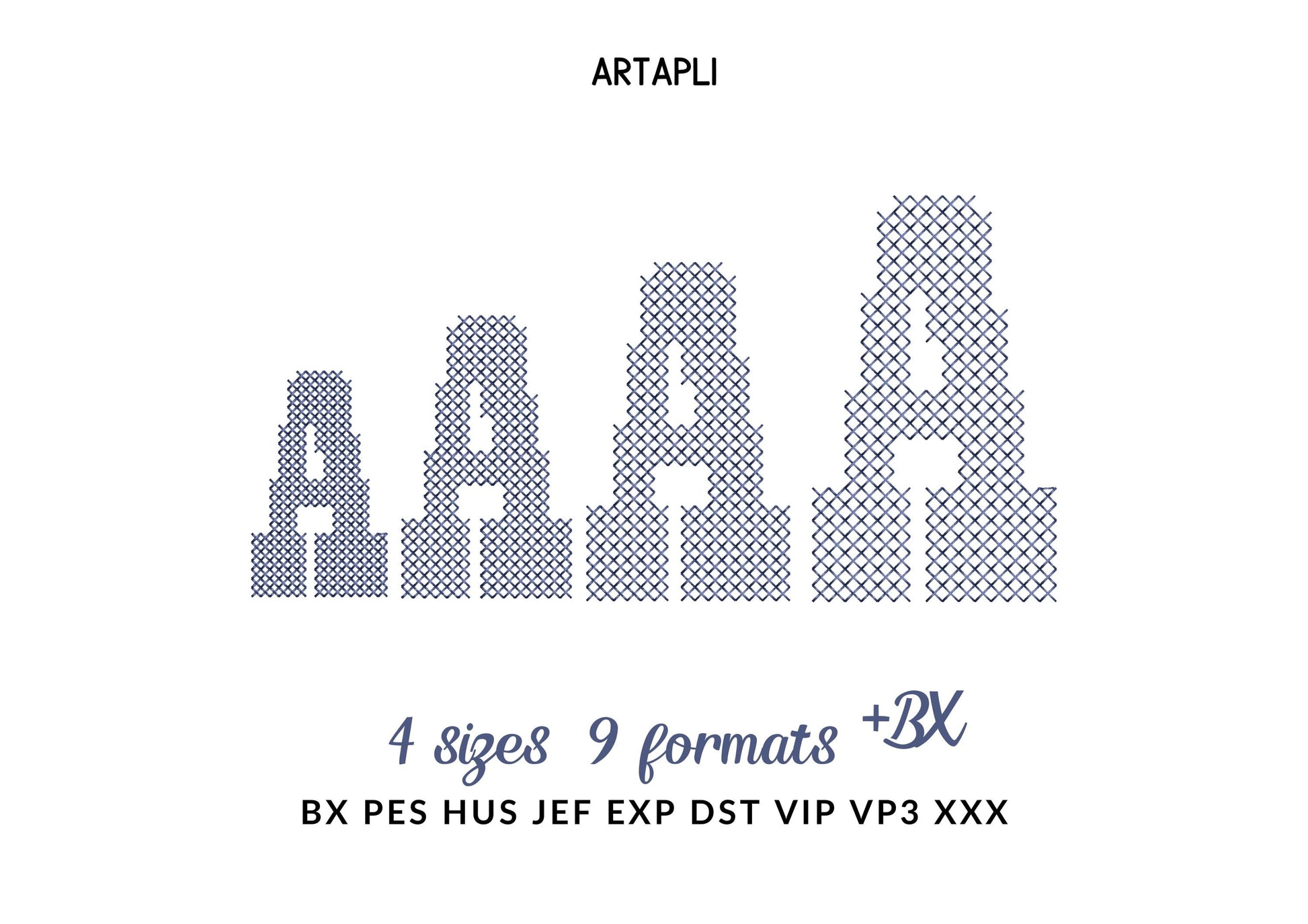 Cross Stitch Bold Font machine embroidery designs Block style Alphabet Monogram letters numbers punctuation sizes 2 up to 3.5 inch