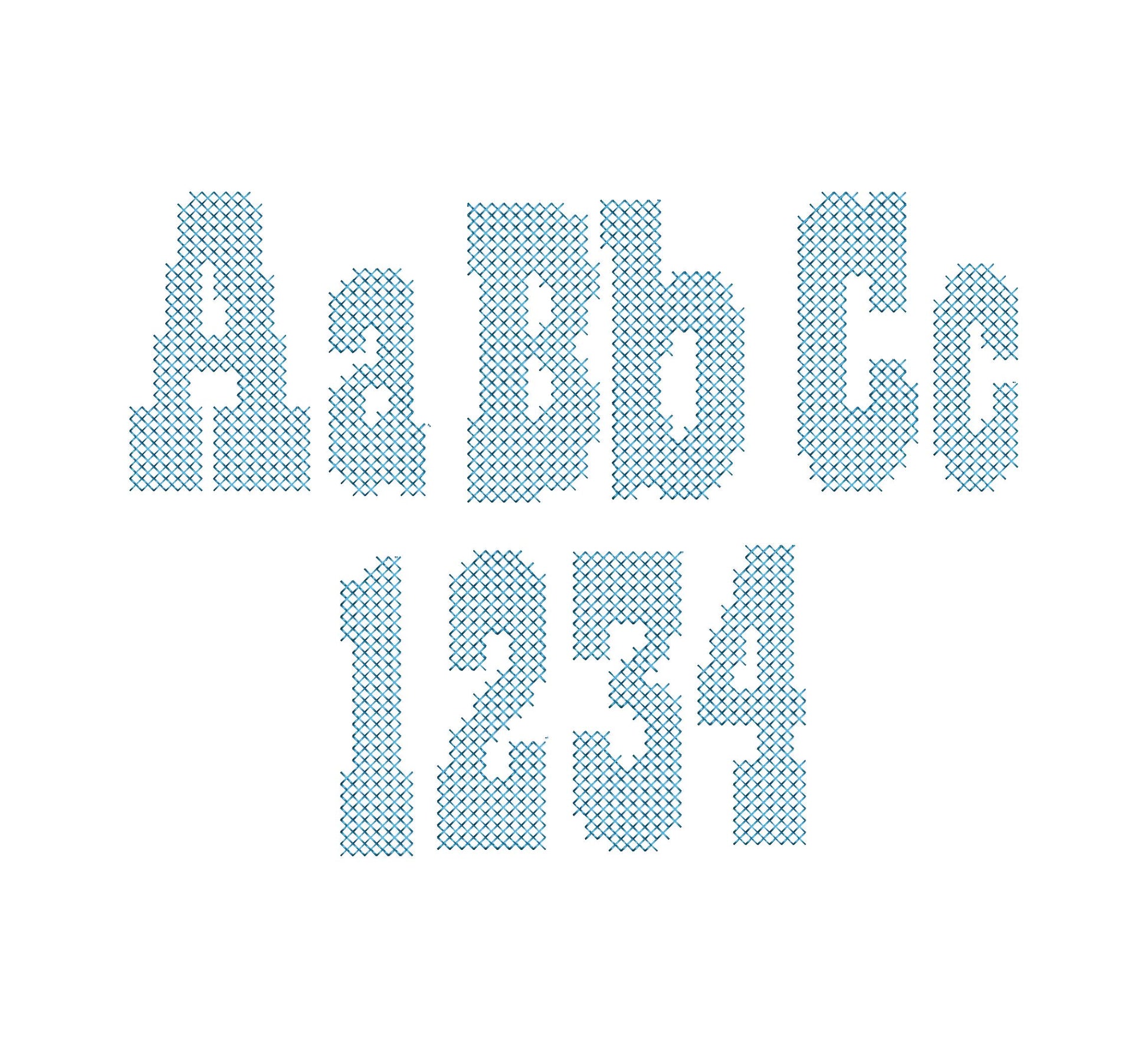 Cross Stitch Bold Font machine embroidery designs Block style Alphabet Monogram letters numbers punctuation sizes 2 up to 3.5 inch
