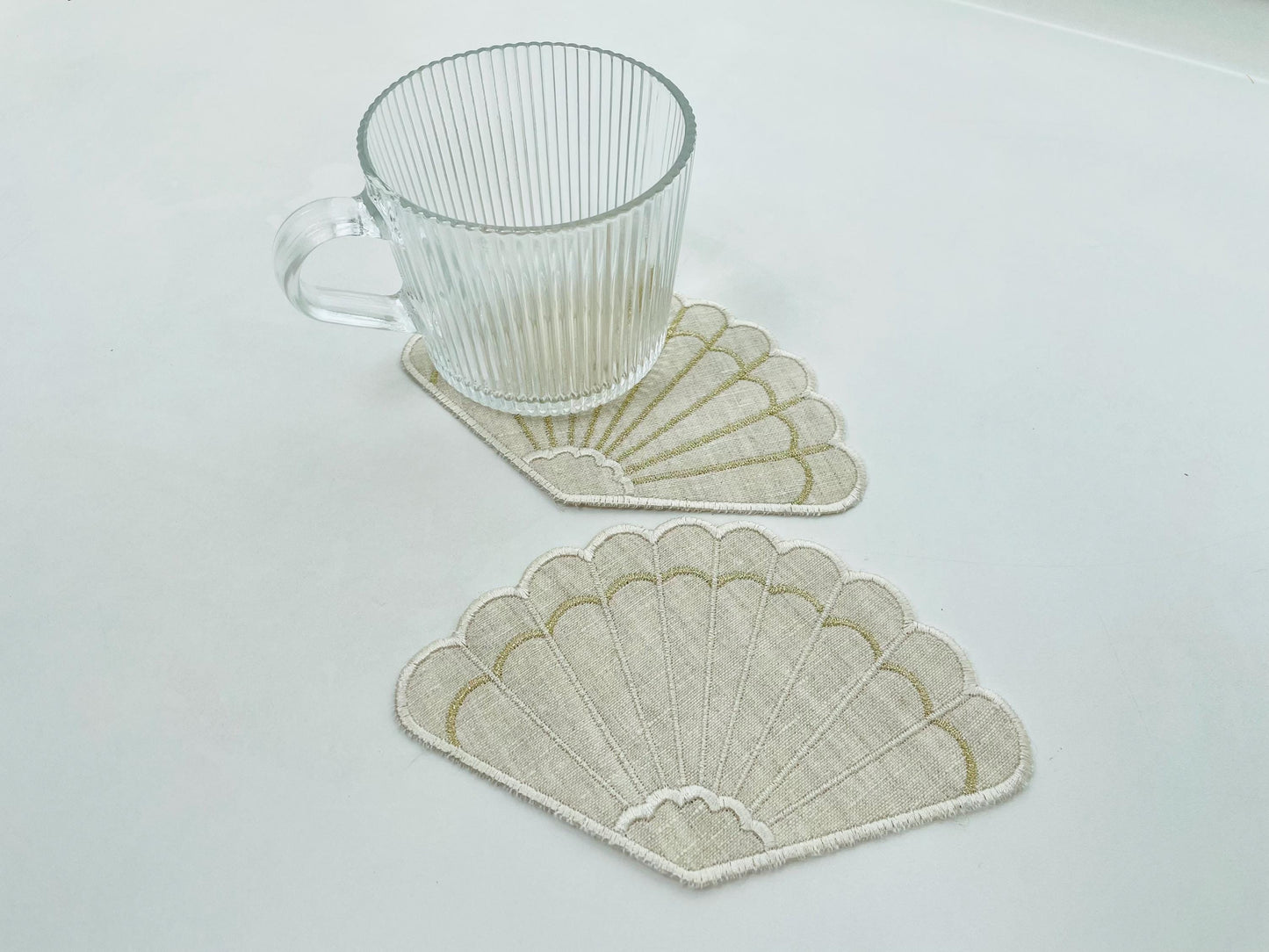 Fan Napkin Coaster Doily Fan shape in assorted sizes simply ITH in the hoop easily machine embroidery designs feminine girls party accessory