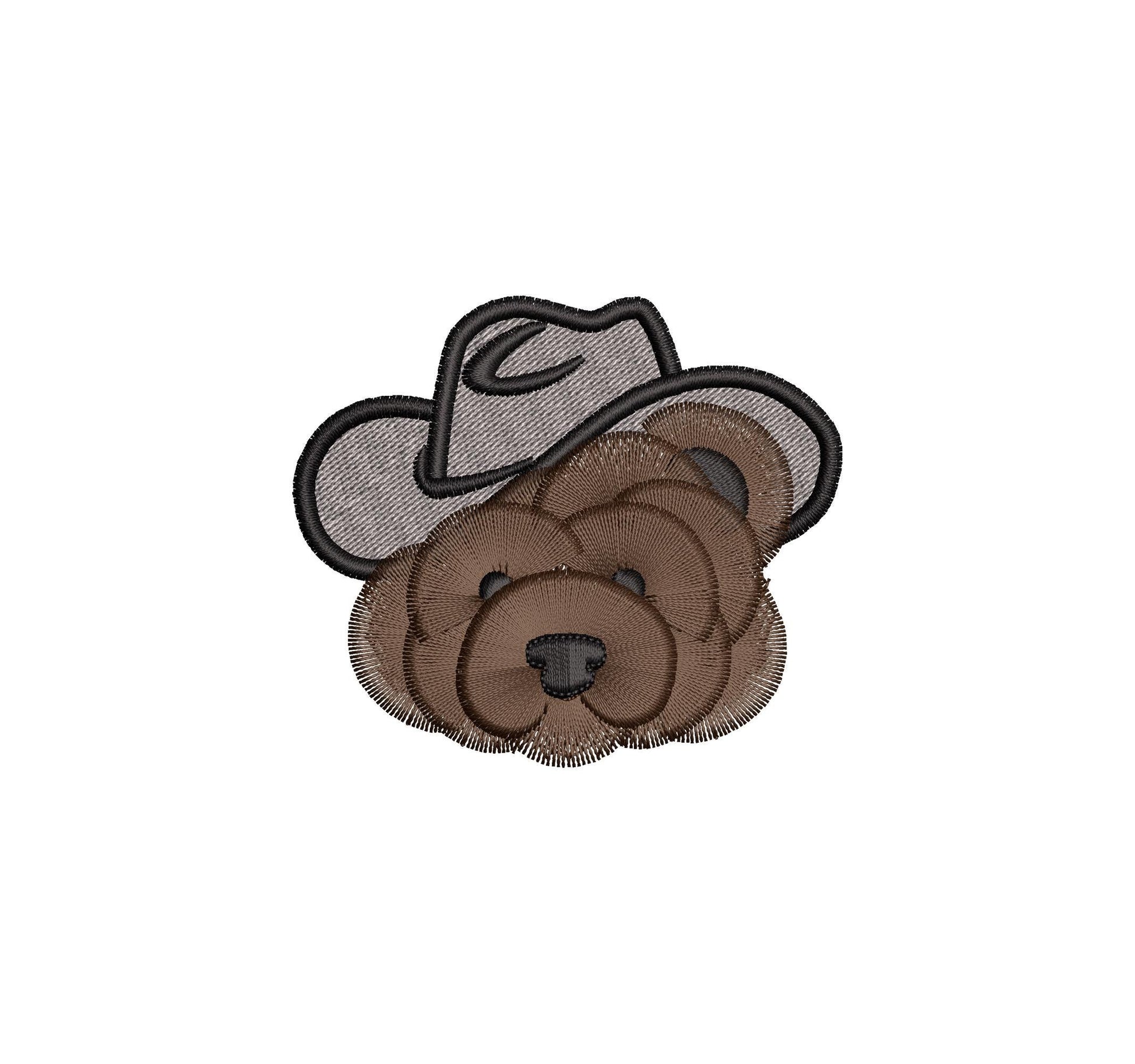 Fringed Fluffy Teddy Bear Dan With Cowboy Hat Kids Baby Fur Chenille Fringe Machine Embroidery Designs Assorted Mini Sizes 2, 2.5, and 3in - Etsy