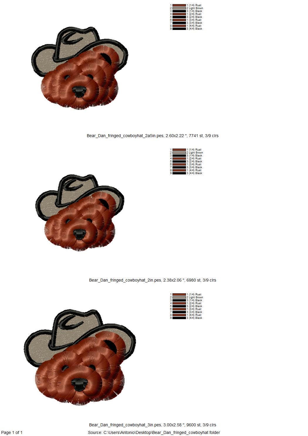 Fringed Fluffy Teddy Bear Dan With Cowboy Hat Kids Baby Fur Chenille Fringe Machine Embroidery Designs Assorted Mini Sizes 2, 2.5, and 3in - Etsy