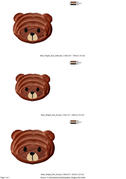 Fringed Fluffy Teddy Bear Ron Kids Baby Fur Chenille Fringe Machine Embroidery Designs Assorted Mini Sizes 2, 2.5, and 3in Cute Little Bear - Etsy