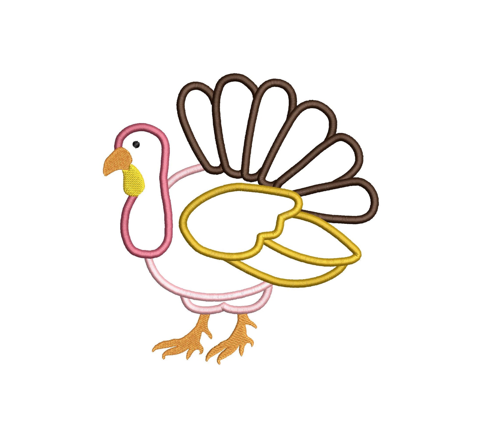 Fall Turkey Daniel Applique machine embroidery designs many sizes 4 up to 8 inch sweet home farm bird Gobble kitchen towel embroidery