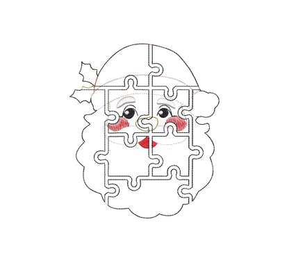 Christmas Santa Puzzle Applique simply ITH in the hoop kids game idea machine embroidery designs sizes for hoop 5x7  6x10  8x8 felt feltie