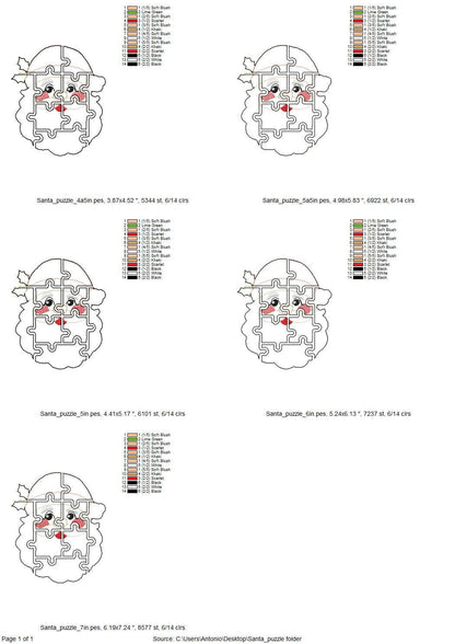 Christmas Santa Puzzle Applique simply ITH in the hoop kids game idea machine embroidery designs sizes for hoop 5x7  6x10  8x8 felt feltie