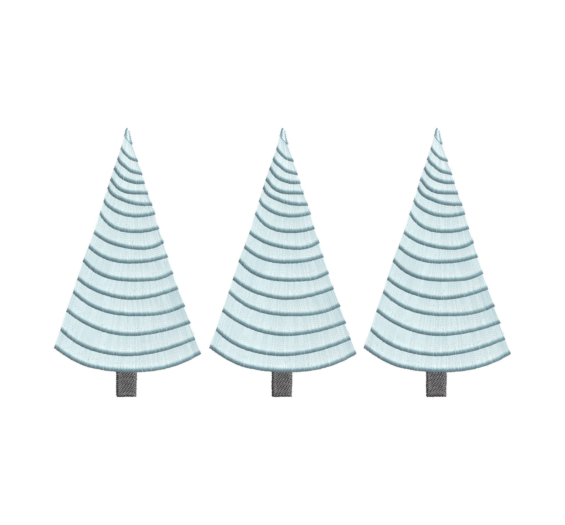 Fringed Fluffy Christmas Tree Simply Trio Three in Row Woodland Fringe Fur Chenille Pine Tree Machine Embroidery Designs Sizes 7 and 8 Inch - Etsy