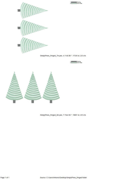 Fringed Fluffy Christmas Tree Simply Trio Three in Row Woodland Fringe Fur Chenille Pine Tree Machine Embroidery Designs Sizes 7 and 8 Inch - Etsy