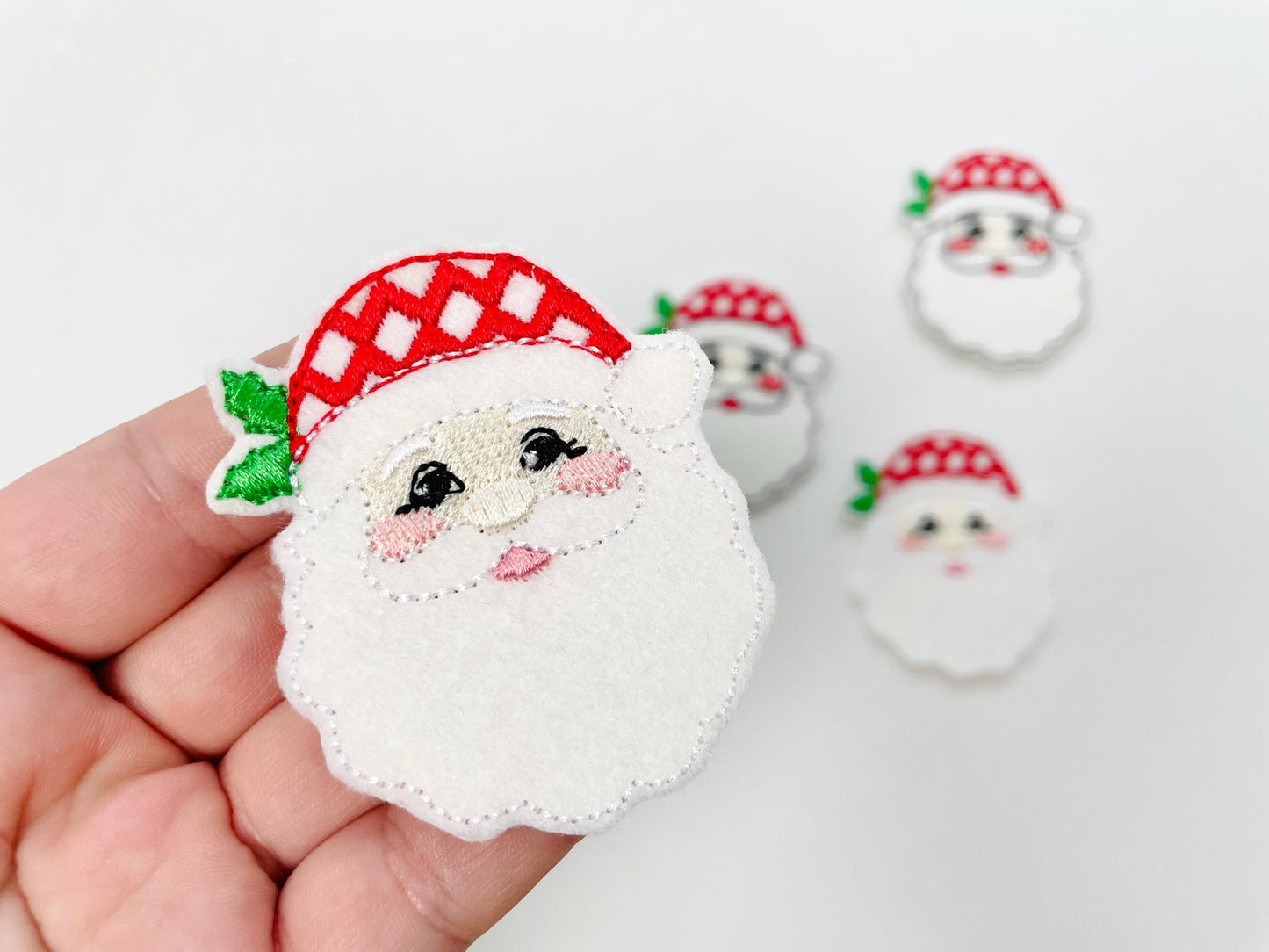 Christmas Santa feltie machine embroidery designs felt feltie simply in the hoop ITH project Christmas tree ornament stocking accent tag