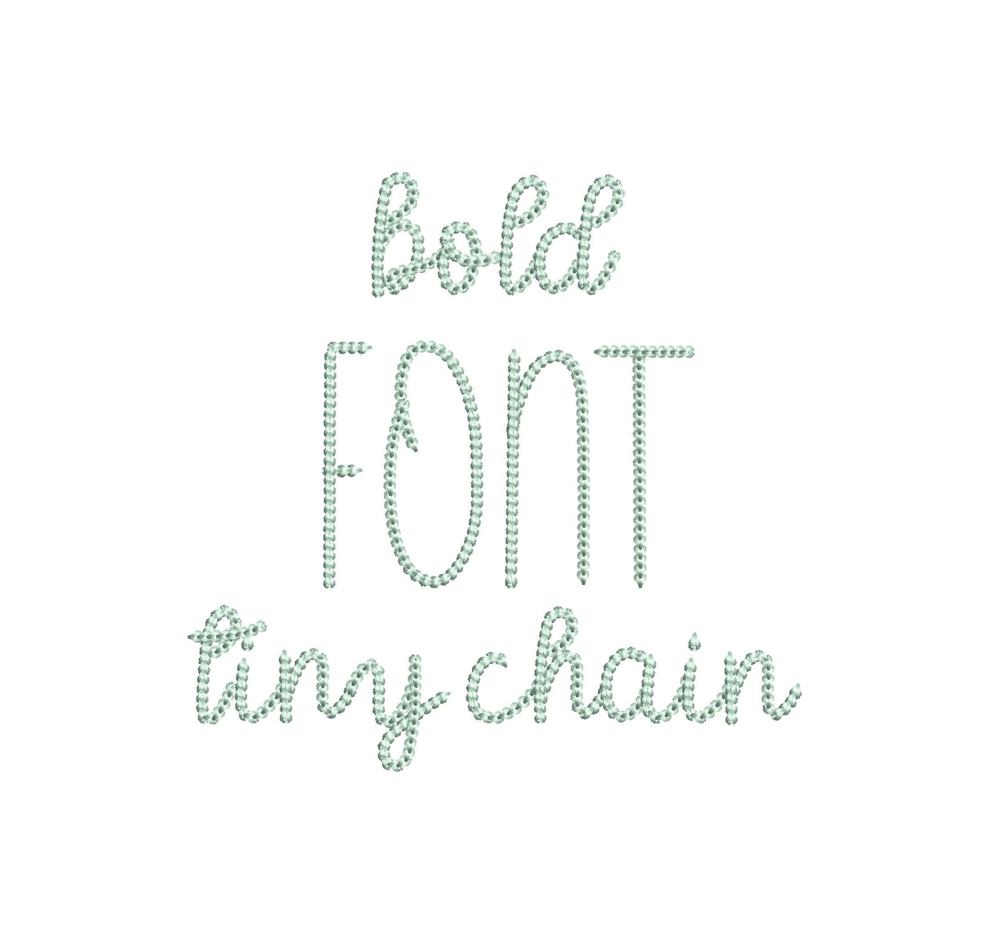 New 2025 MINI Extra Bold Tiny Chain FONT machine embroidery designs mini small sizes 1.1 up to 2.3 in kids baby handwritten script alphabet