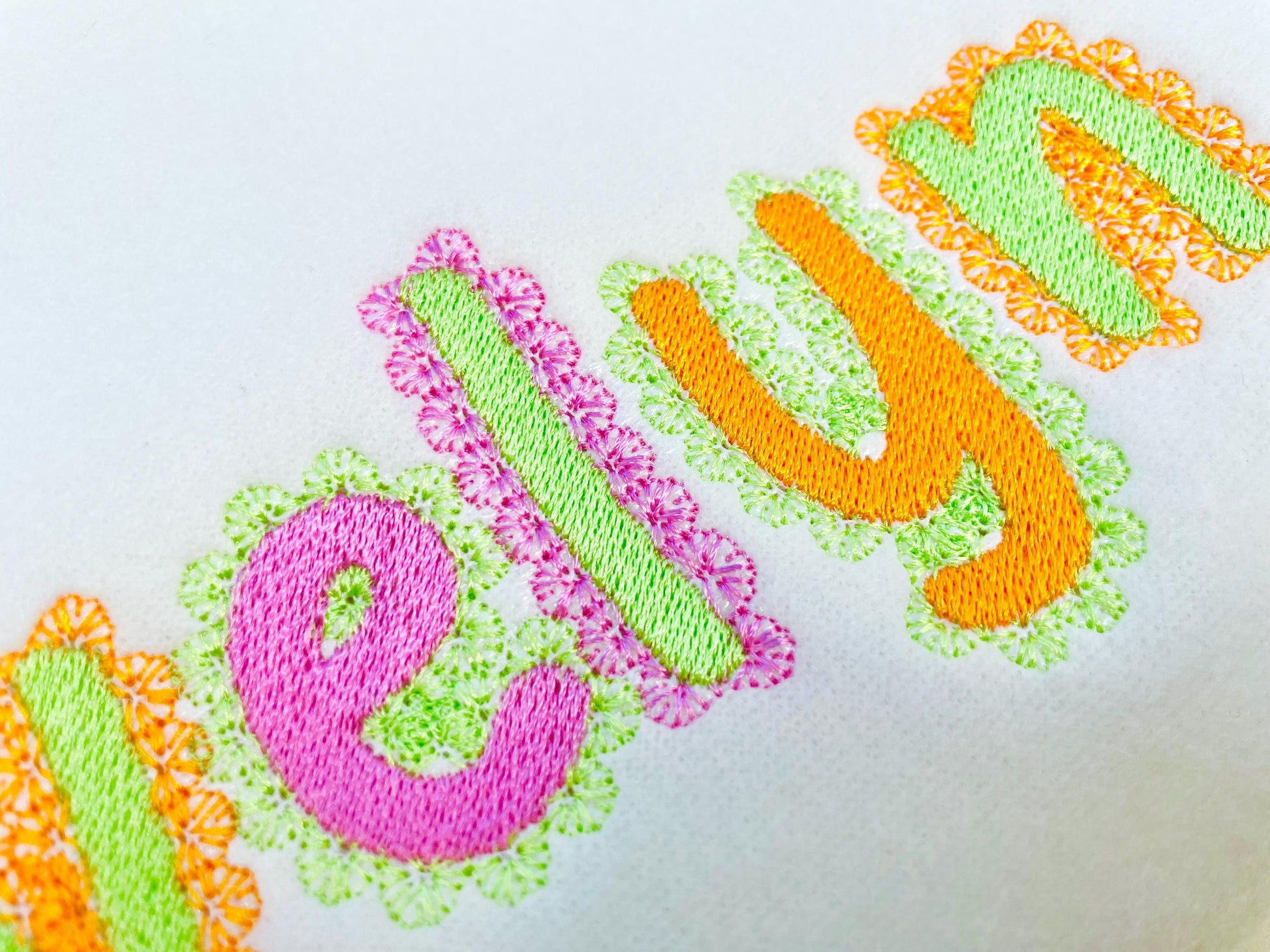 Lace Edge FONT Fill Stitch Spicy Alphabet Monogram cute baby girls fancy font machine embroidery designs sizes 1.5 up to 3.2 in