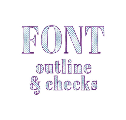 Elegant Font Kate check and outline Block style Font Alphabet Monogram machine embroidery designs many small sizes 0.9 up to 3.5 inch, BX