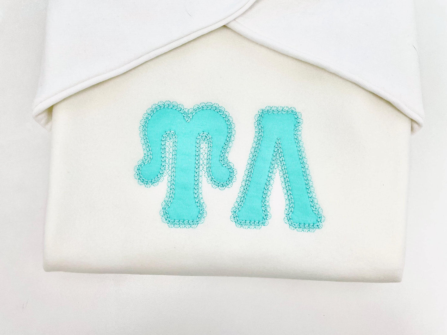 Big Greek FONT Applique lace edge and chain stitch top Monogram sororities fraternities machine embroidery designs sizes 3.2 up to 6.5 inch