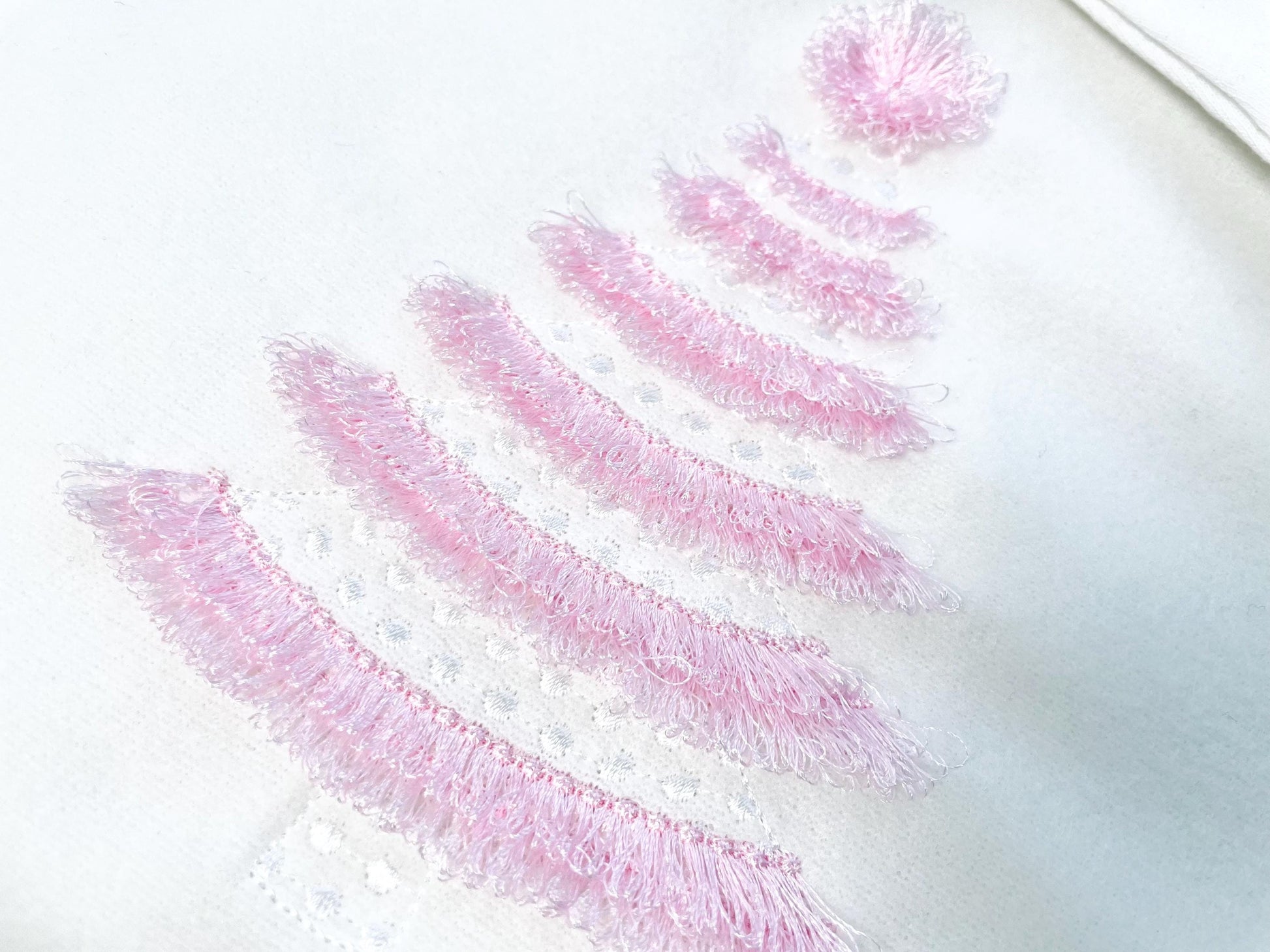 Fringed Fluffy Christmas Tree With Pompom Machine Embroidery Designs Baby Pink Spruce Kids Fringe Fur Chenille Design Sizes 5 up to 7 Inch - Etsy