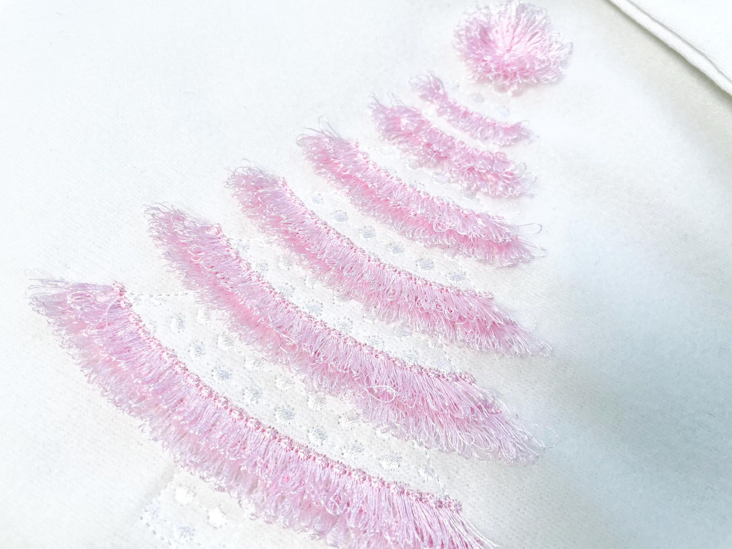 Fringed Fluffy Christmas Tree With Pompom Machine Embroidery Designs Baby Pink Spruce Kids Fringe Fur Chenille Design Sizes 5 up to 7 Inch - Etsy