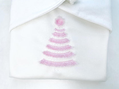 Fringed Fluffy Christmas Tree With Pompom Machine Embroidery Designs Baby Pink Spruce Kids Fringe Fur Chenille Design Sizes 5 up to 7 Inch - Etsy