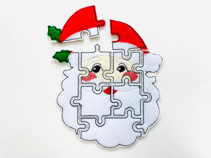 Christmas Santa Puzzle Applique simply ITH in the hoop kids game idea machine embroidery designs sizes for hoop 5x7  6x10  8x8 felt feltie