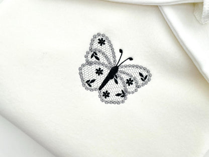 Cute Floral Butterfly lace effect wings girly summer machine embroidery designs sizes for hoop 4x4  5x7  6x10  8x8 kids baby girls design