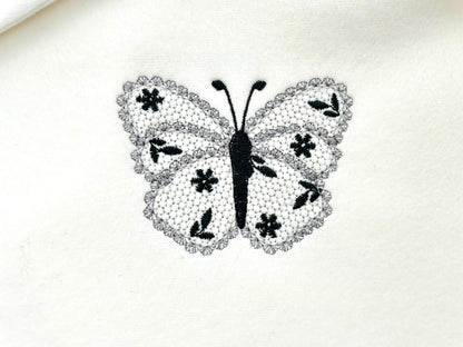 Cute Floral Butterfly lace effect wings girly summer machine embroidery designs sizes for hoop 4x4  5x7  6x10  8x8 kids baby girls design