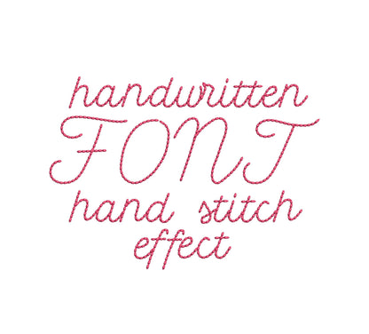 Hand stitch effect Font Petite machine embroidery designs script handwritten Alphabet Monogram kids name Font sizes 0.8 up to 2.3 inch BX