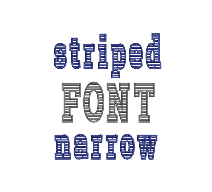 Block Striped Narrow Font transparent satin stitch alphabet monogram machine embroidery designs assorted sizes 1.6 up to 3.5 inch, BX