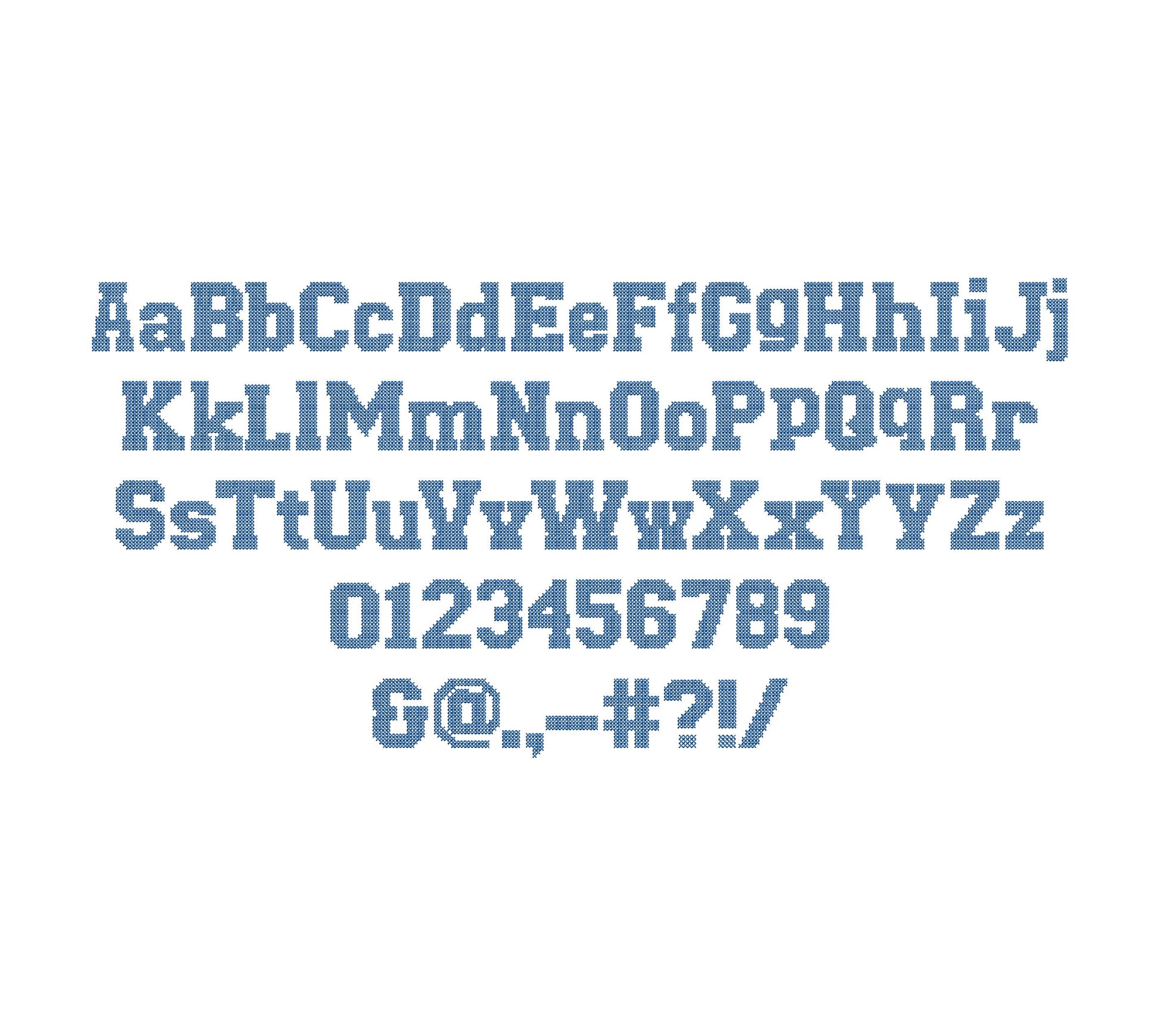 Cross stitch Font Sport Block Font machine embroidery designs alphabet monogram letters numbers punctuation mini sizes 1.2 up to 2.8 inch BX