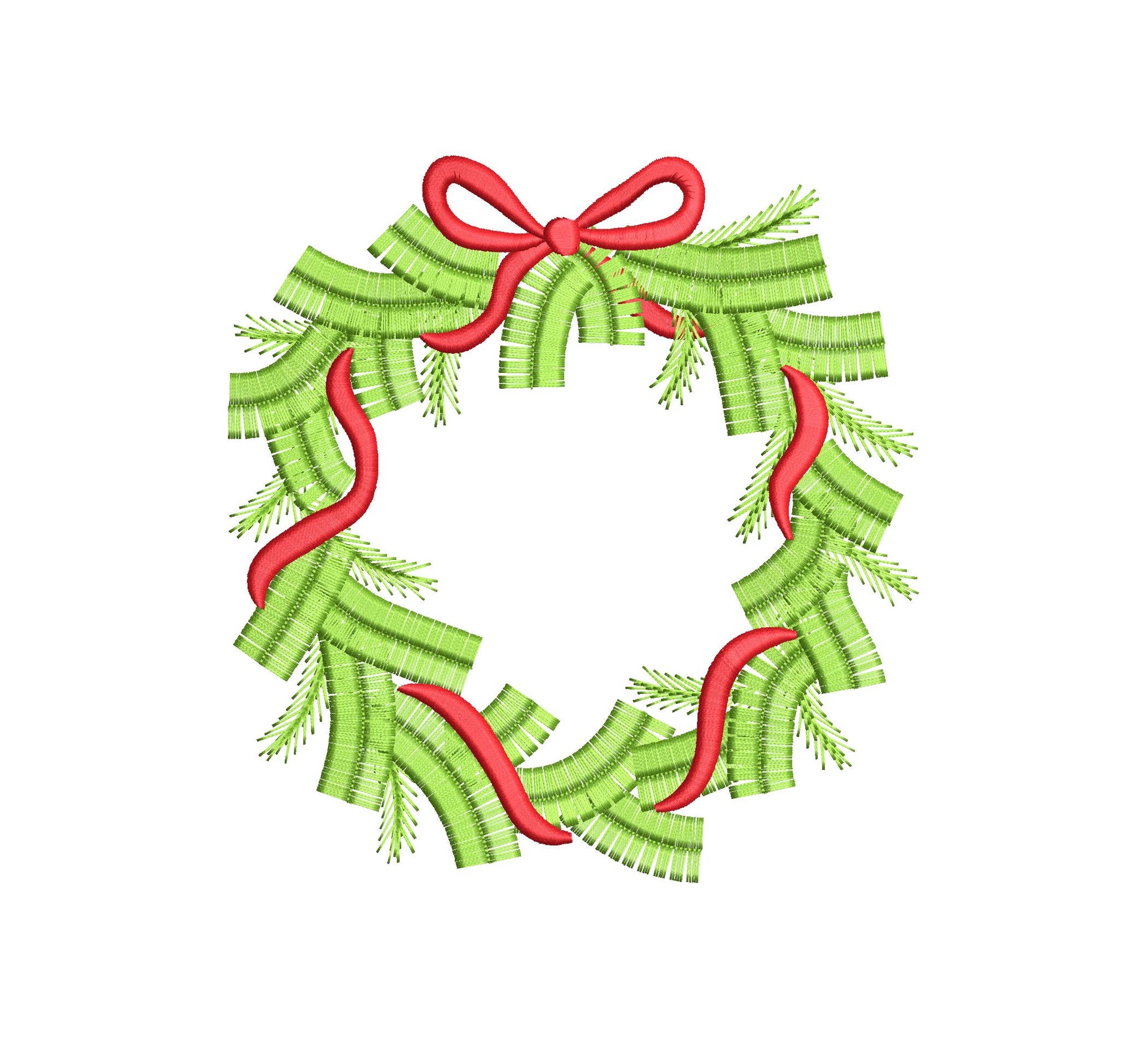 Fringed Christmas Wreath Machine Embroidery Designs Fur Chenille Fluffy Christmas Tree Garland Bow Crown Woodland Spruce Sizes 5 up to 8 In - Etsy