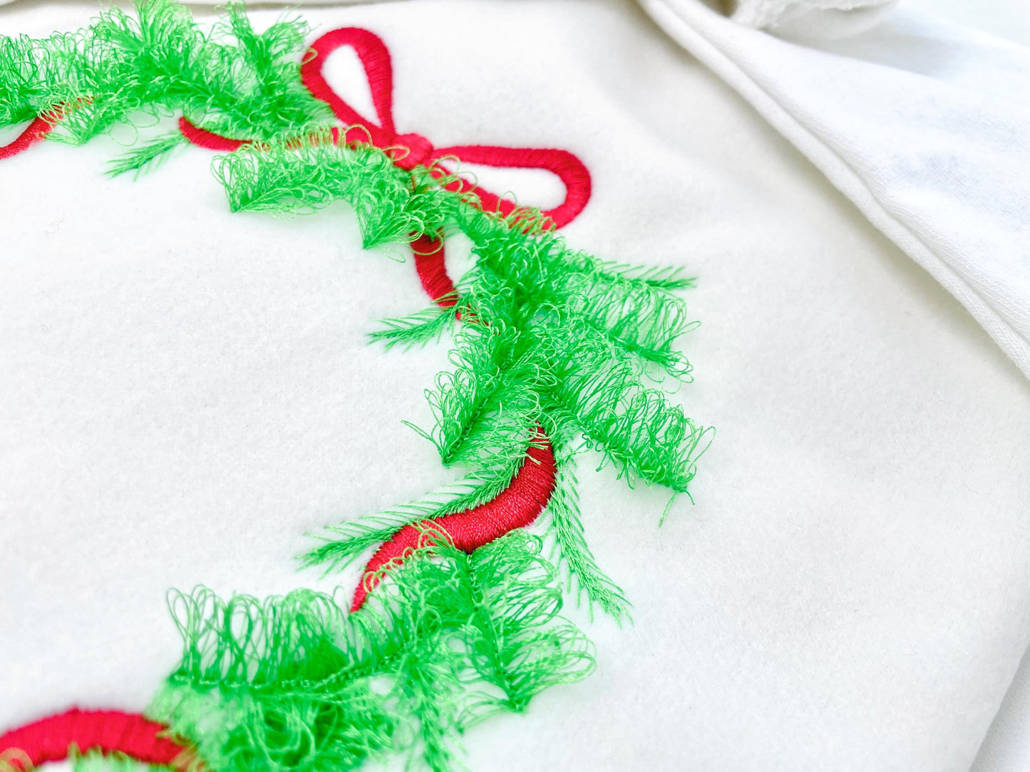 Fringed Christmas Wreath Machine Embroidery Designs Fur Chenille Fluffy Christmas Tree Garland Bow Crown Woodland Spruce Sizes 5 up to 8 In - Etsy