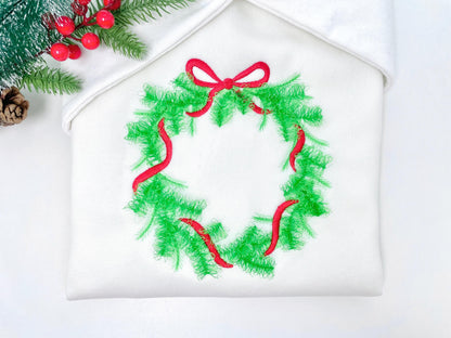 Fringed Christmas Wreath Machine Embroidery Designs Fur Chenille Fluffy Christmas Tree Garland Bow Crown Woodland Spruce Sizes 5 up to 8 In - Etsy