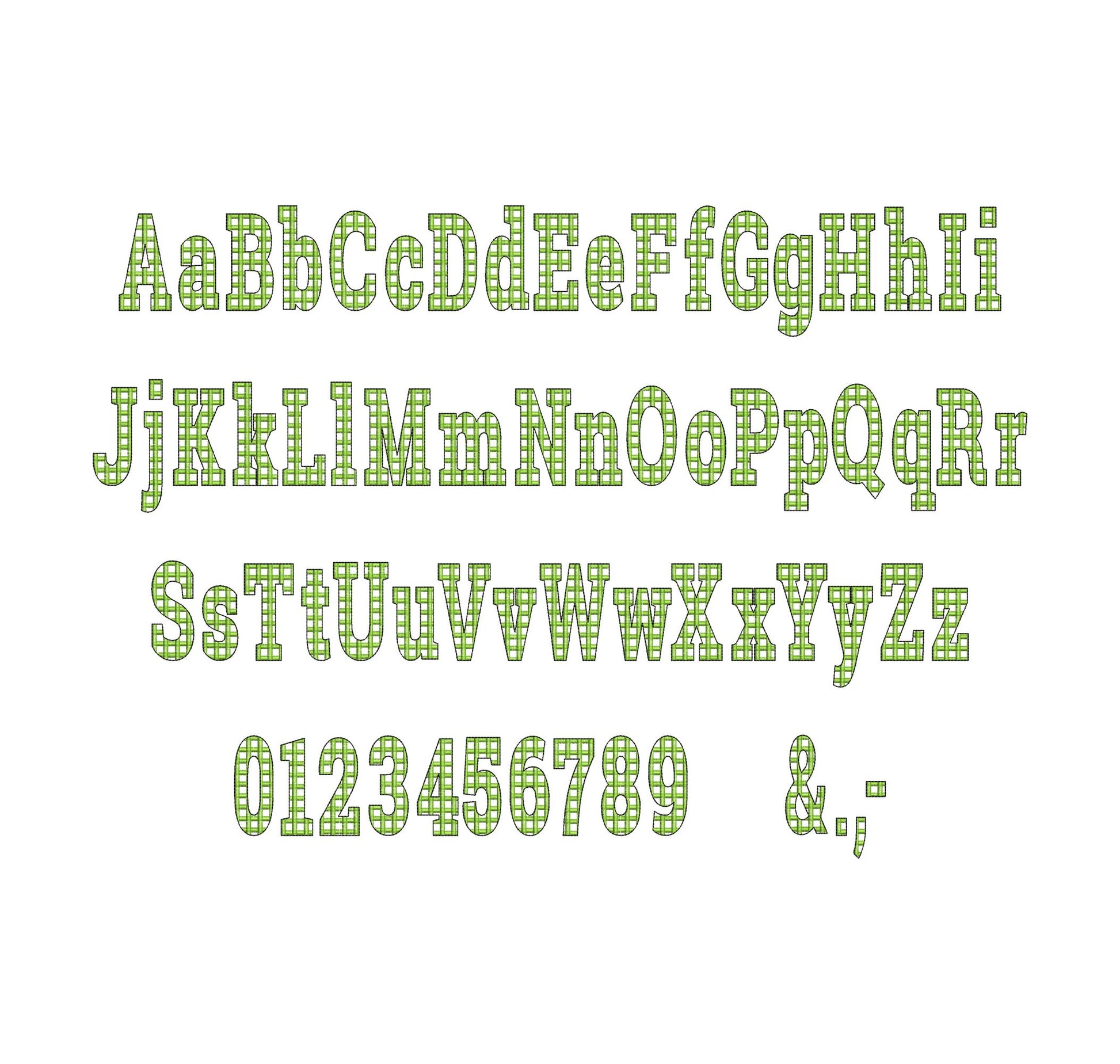 Christmas SET of 5 Patterned Fonts Bow Checks Ricrac Knit Trees Monogram Alphabet machine embroidery designs many sizes combine and merge