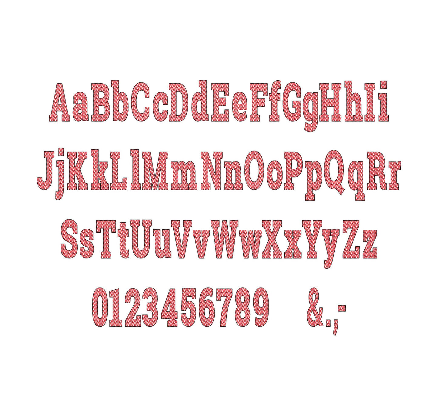 Christmas SET of 5 Patterned Fonts Bow Checks Ricrac Knit Trees Monogram Alphabet machine embroidery designs many sizes combine and merge