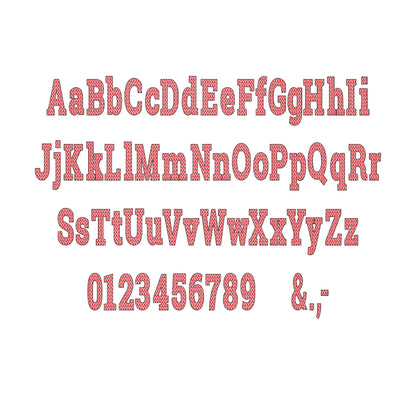 Christmas SET of 5 Patterned Fonts Bow Checks Ricrac Knit Trees Monogram Alphabet machine embroidery designs many sizes combine and merge