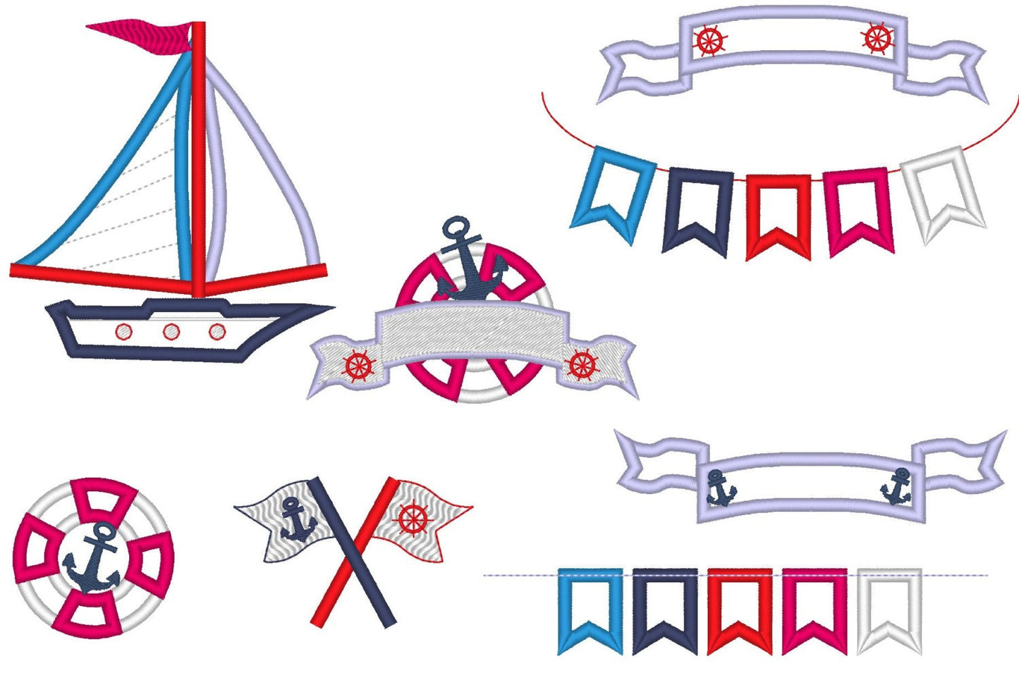Nautical Seaside Set of 8 designs – Instant Download | Artapli