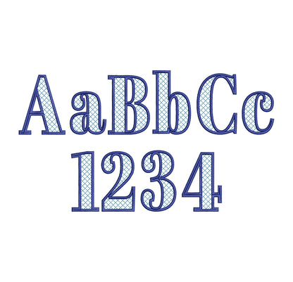 Elegant Font Noel check and outline Block Font Applique Alphabet Monogram machine embroidery designs big sizes 2.9 up to 5.2 inch, BX