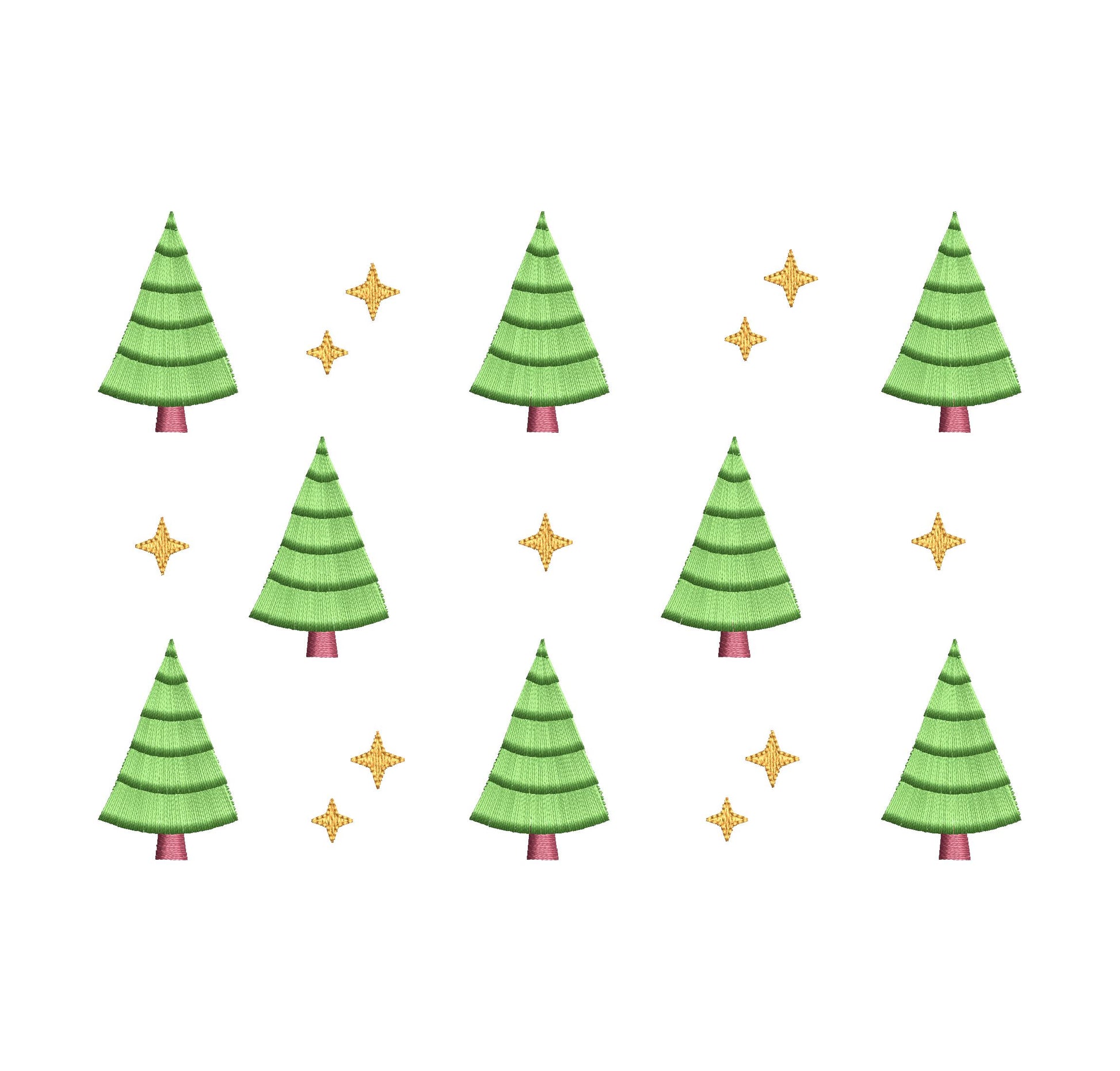 MINI Fringed Fluffy Christmas Tree SET of 4 Machine Embroidery Design