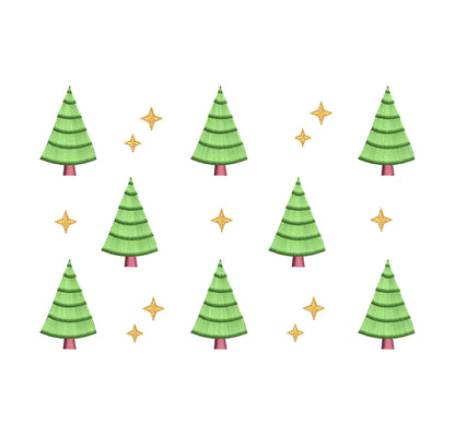 MINI Fringed Fluffy Christmas Tree SET of 4 Machine Embroidery Design