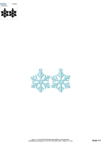 Snowflake charm earrings FSL freestanding lace Christmas machine embroidery designs kids girls Snow earrings size 2 inch simply in the hoop