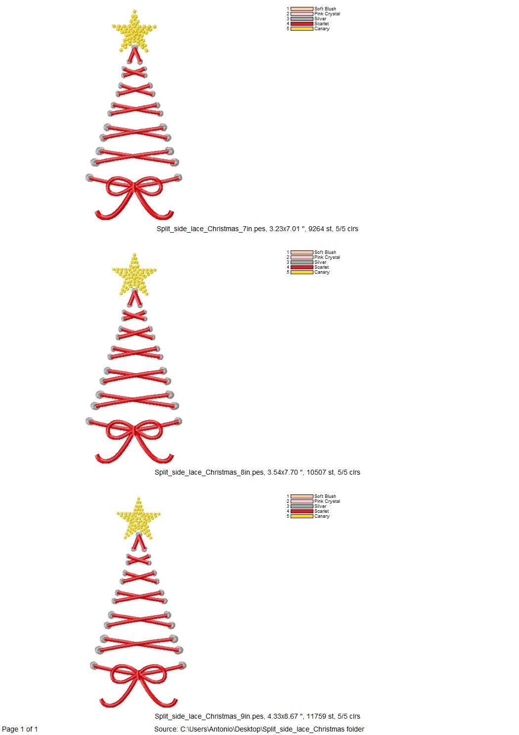 Christmas Lace split side seam cutout girly side bow machine embroidery designs kids girls t-shirt sweatshirt embroidery multiple sizes