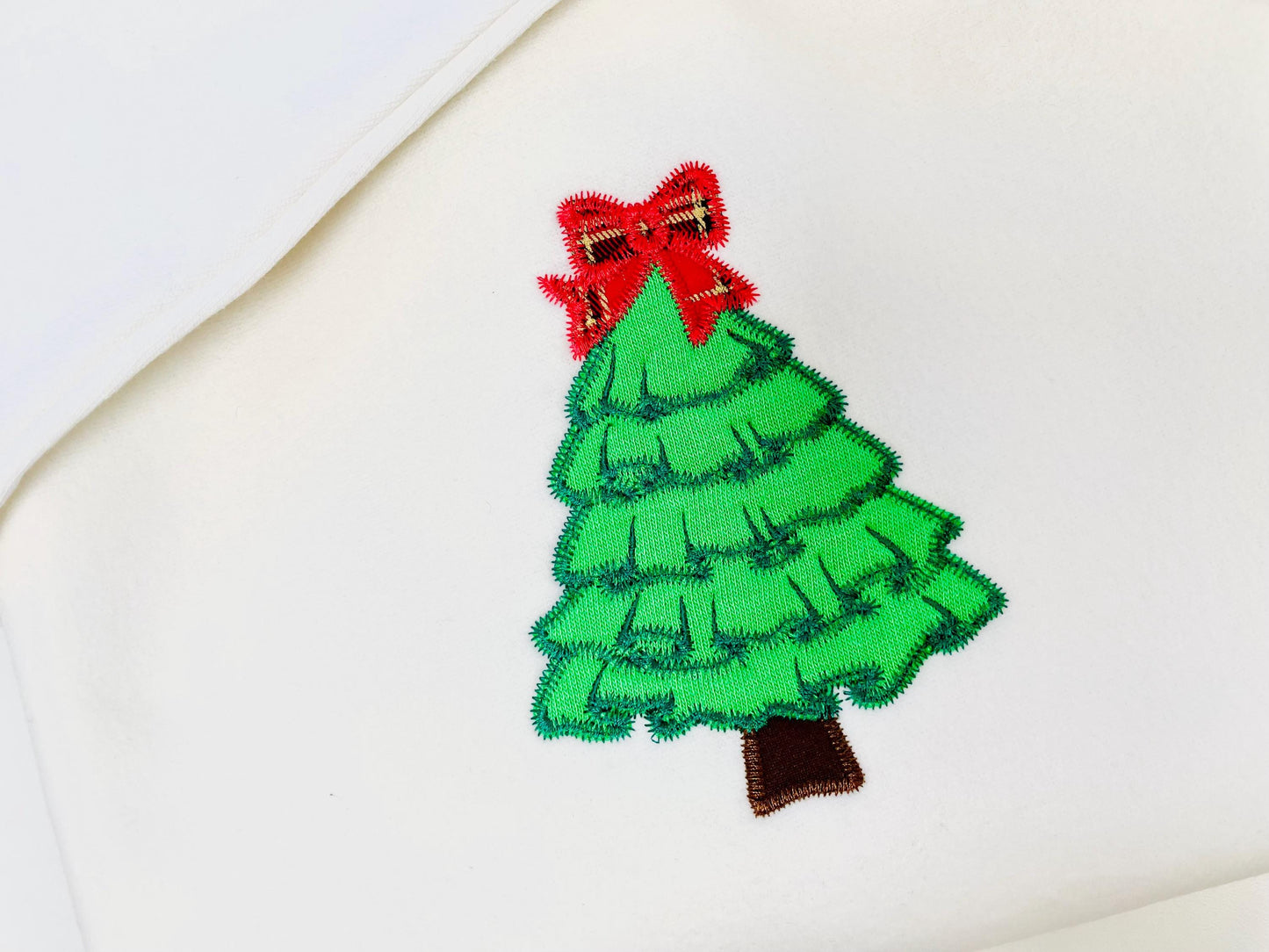 Light Stitch Ruffle Christmas Tree with Bow Applique machine embroidery designs sizes 4 up to 7 inch Festive Pine Tree sweet home design