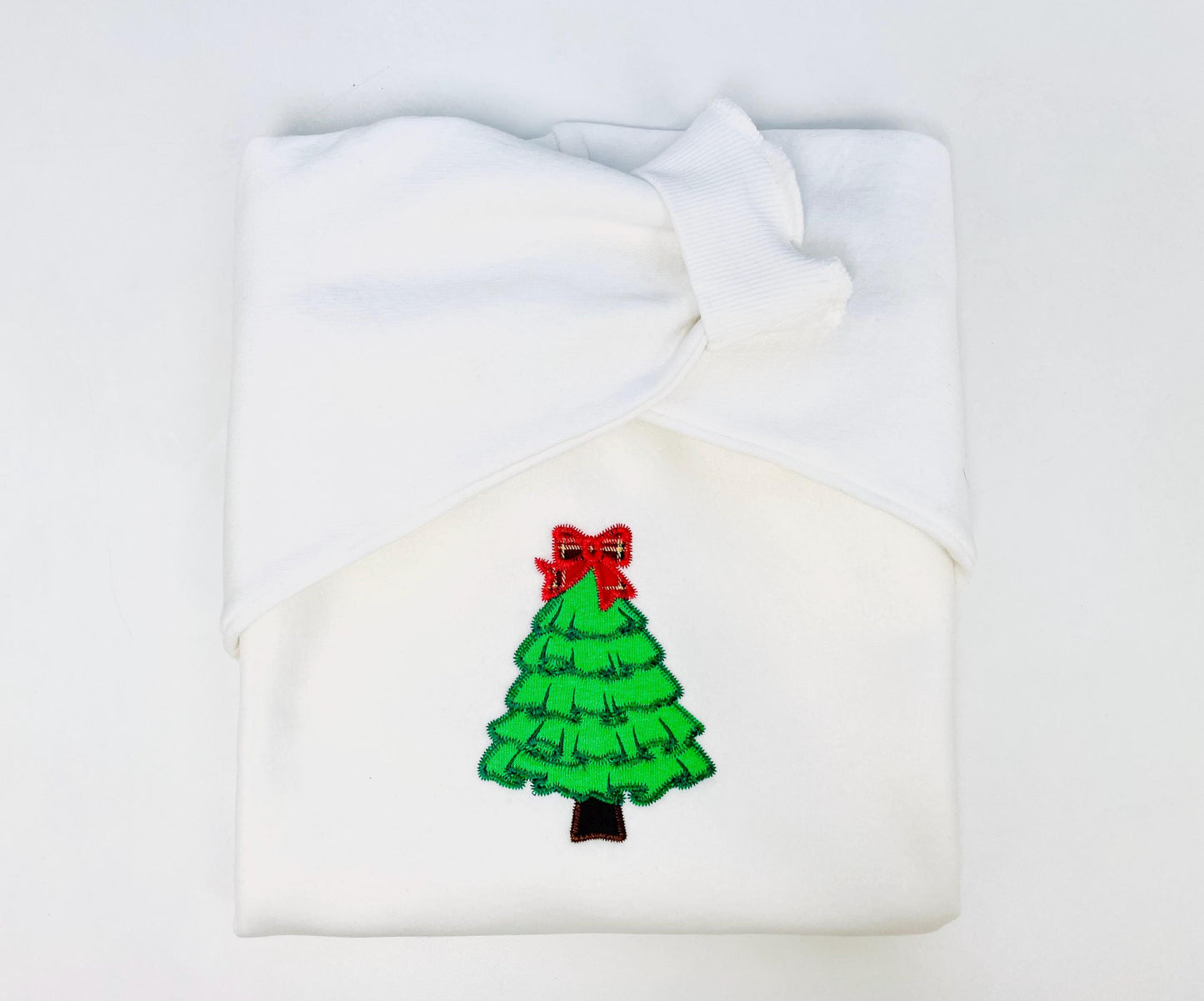 Light Stitch Ruffle Christmas Tree with Bow Applique machine embroidery designs sizes 4 up to 7 inch Festive Pine Tree sweet home design