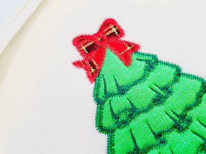 Light Stitch Ruffle Christmas Tree with Bow Applique machine embroidery designs sizes 4 up to 7 inch Festive Pine Tree sweet home design