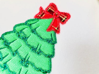 Light Stitch Ruffle Christmas Tree with Bow Applique machine embroidery designs sizes 4 up to 7 inch Festive Pine Tree sweet home design
