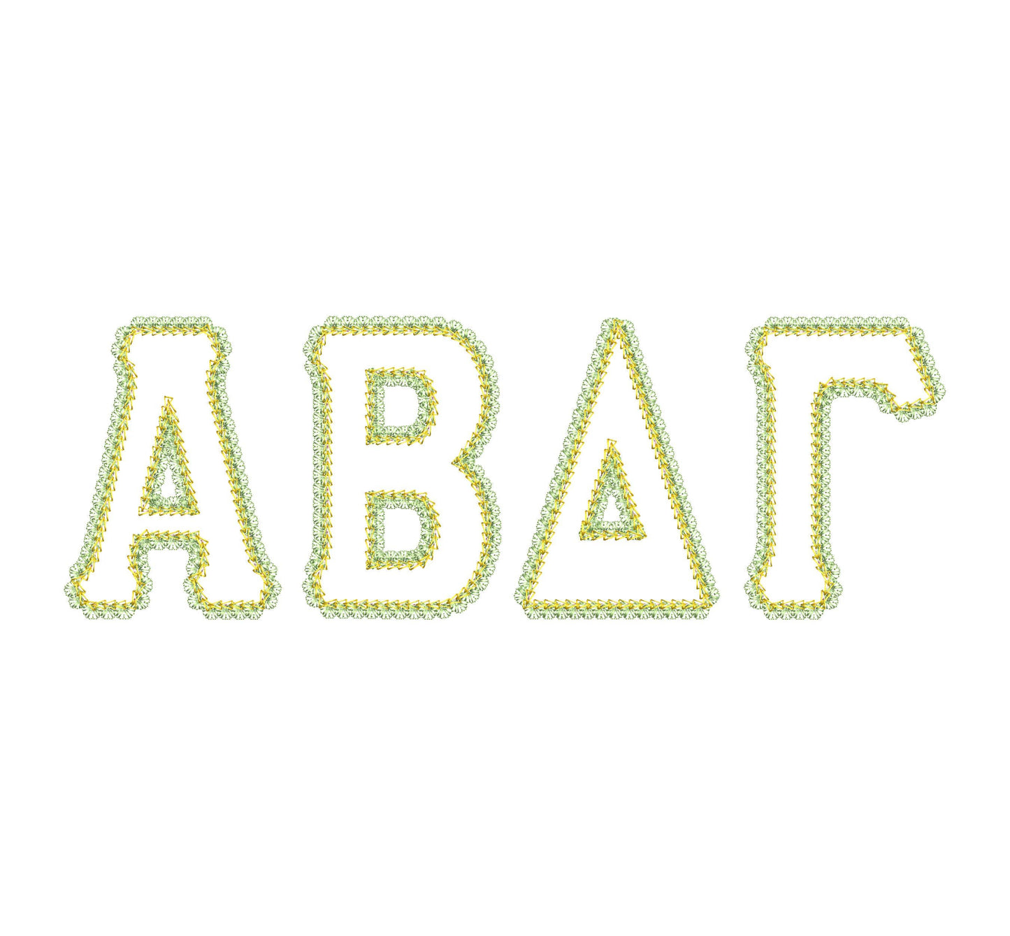 Big Greek FONT Applique lace edge and chain stitch top Monogram sororities fraternities machine embroidery designs sizes 3.2 up to 6.5 inch