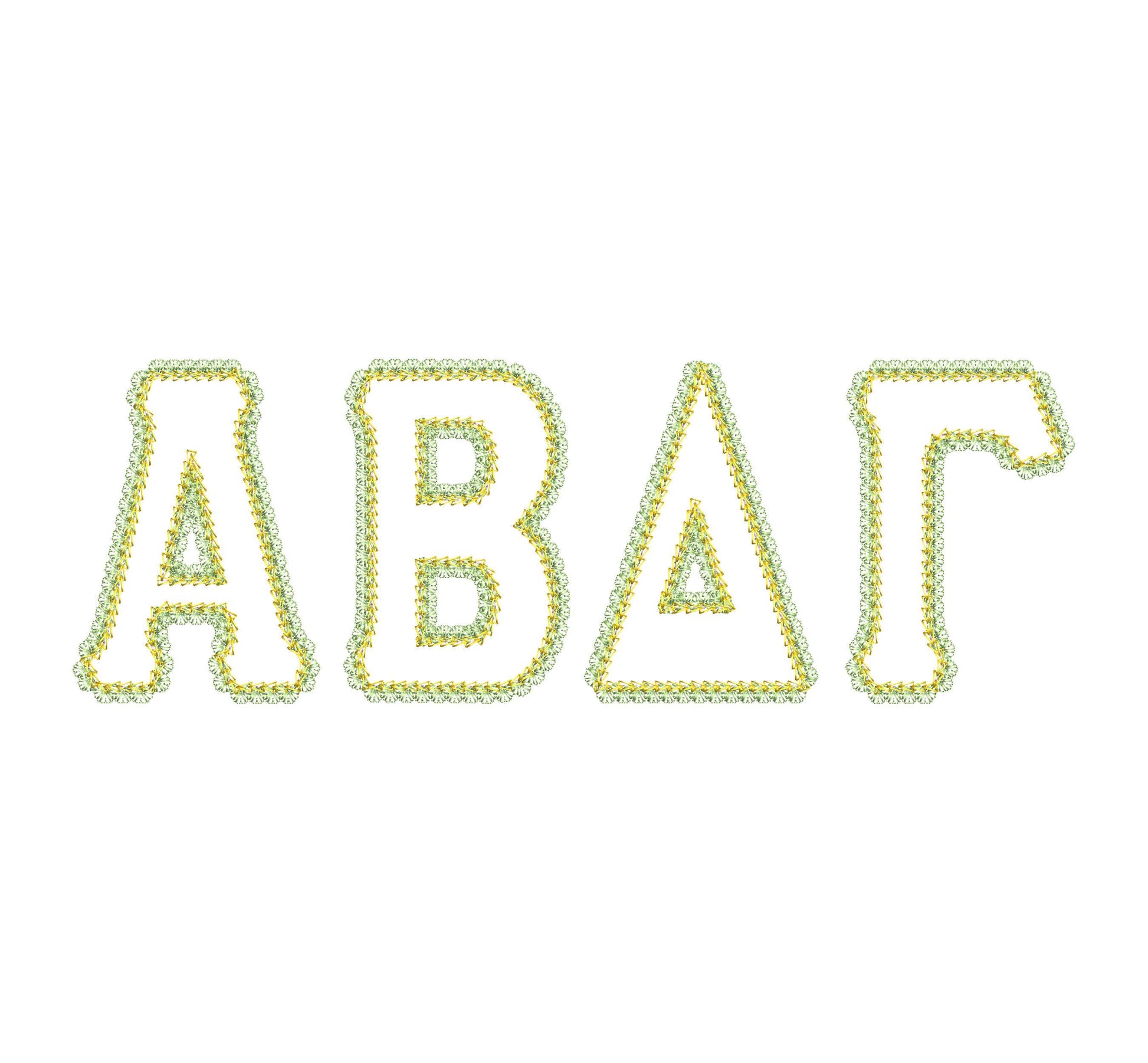 Big Greek FONT Applique lace edge and chain stitch top Monogram sororities fraternities machine embroidery designs sizes 3.2 up to 6.5 inch