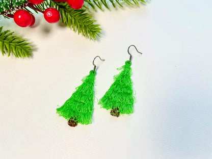 Christmas Tree Fringed Fluffy Earrings or Charm in the Hoop FSL Freestanding Lace Kids Girls Machine Embroidery Designs Size Approx 2 Inch - Etsy