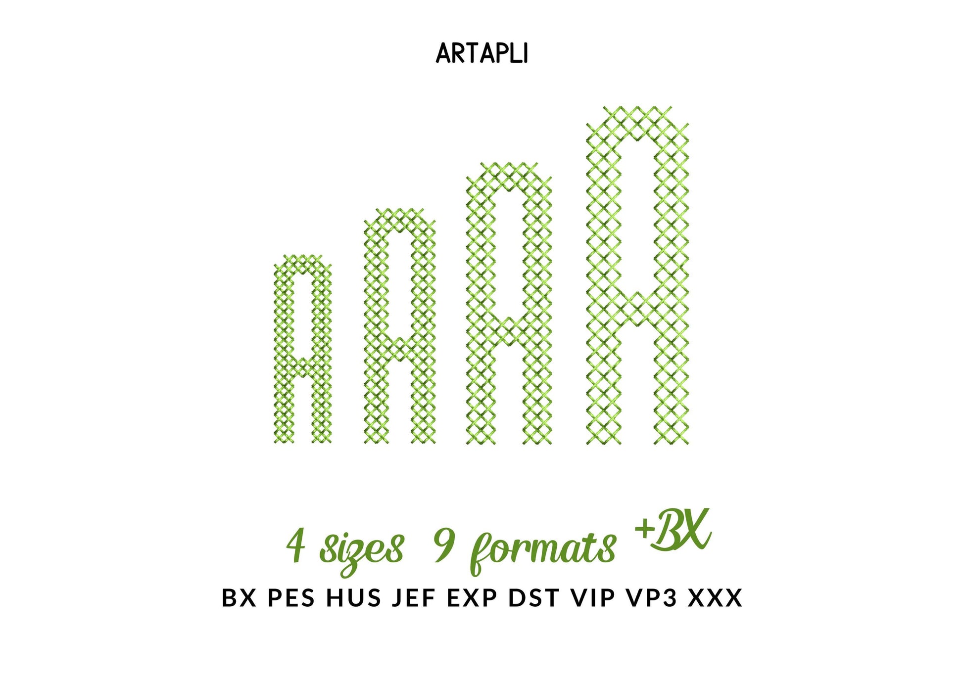 Cross Stitch Narrow Font machine embroidery designs Alphabet Monogram letters numbers punctuation Block style Font sizes 1.6 up to 2.4 inch